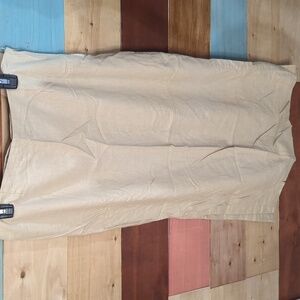 Size 12 linen blend. Caroline Kendrick full-length skirt side zip side splits